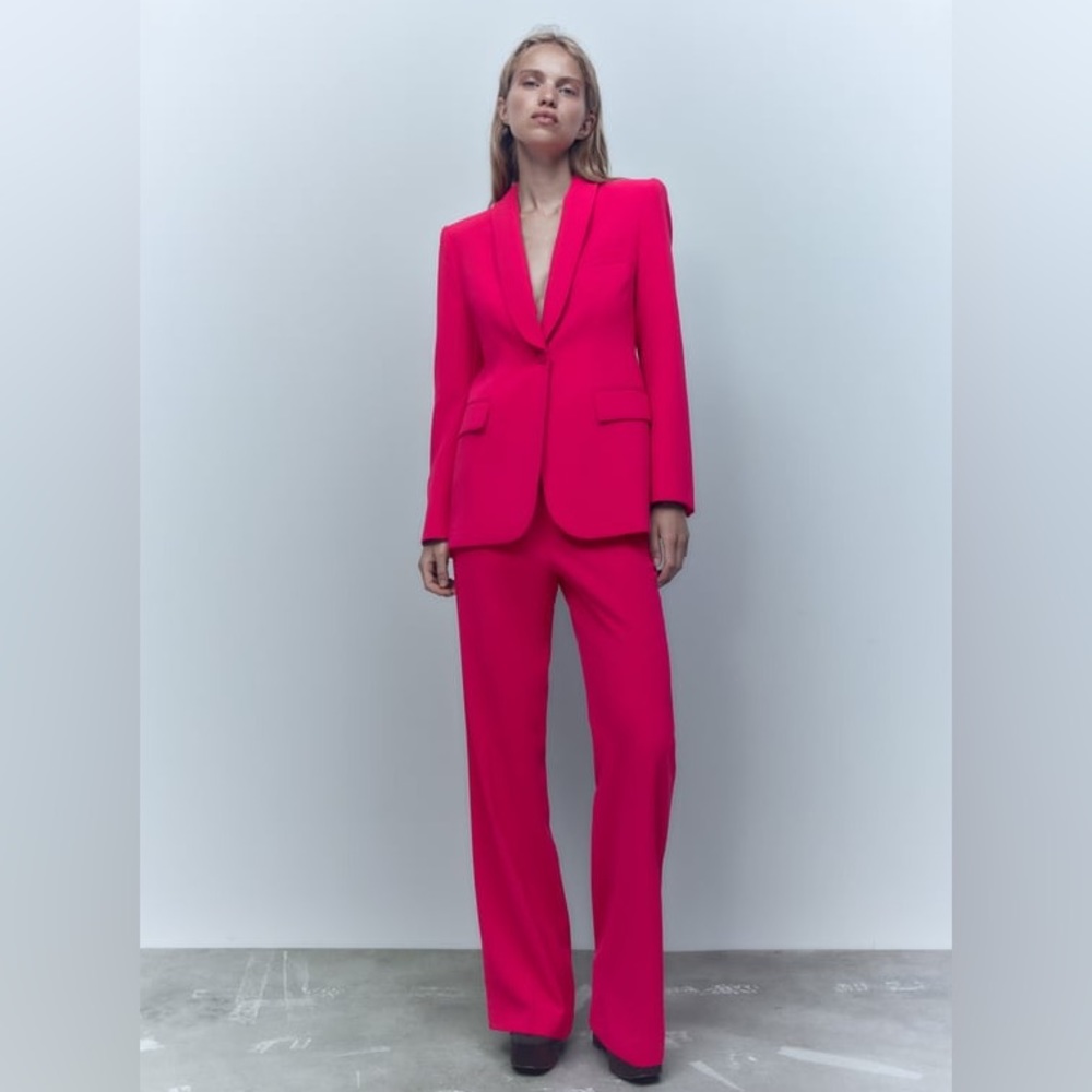 Zara Neon Fuchsia Suit Jacket and Pants